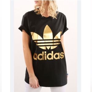 ADIDAS originals tee big gold trefoil‎ logo new oversized XS